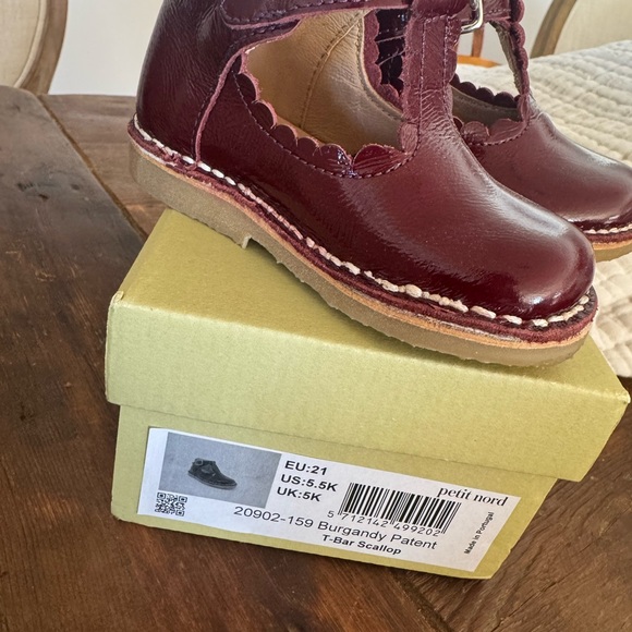 Other - Burgundy Patent T-Bar Scallop Kids Shoes